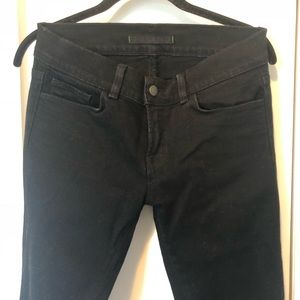 J BRAND 28; dark black/bell bottoms/hip huggers!!